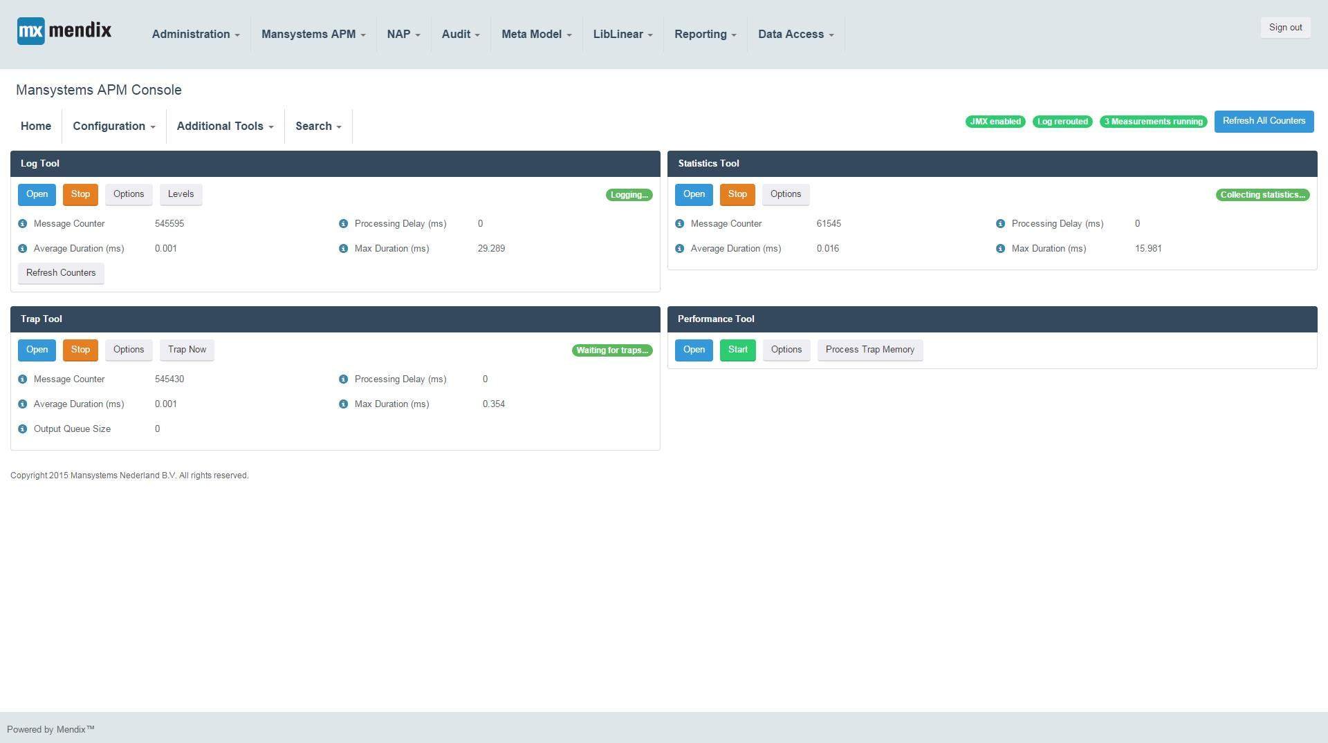 Screenshot Mansystem APM console 