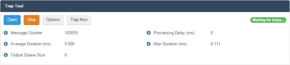 Trap tool message counter average duration output queue size 