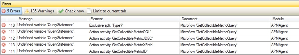 Table errors microflow