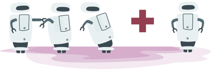 Three robots + one robot QA approach 